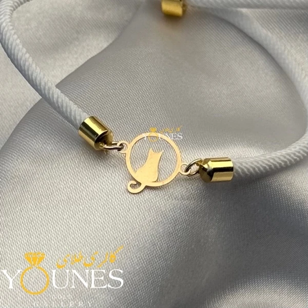 دستبند گربه ای گرد طلا لیزری